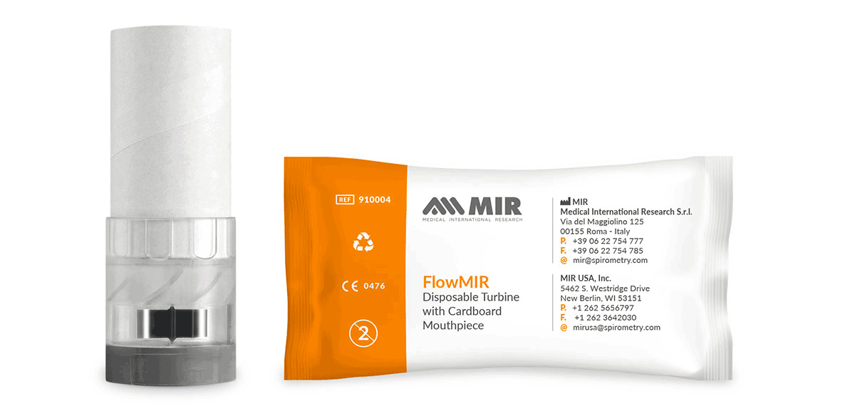 MIR Disposable turbine with mouthpiece  (Box with 60 pieces), Spirometer - Medical equipment / Equipo medico - Mediventa USA